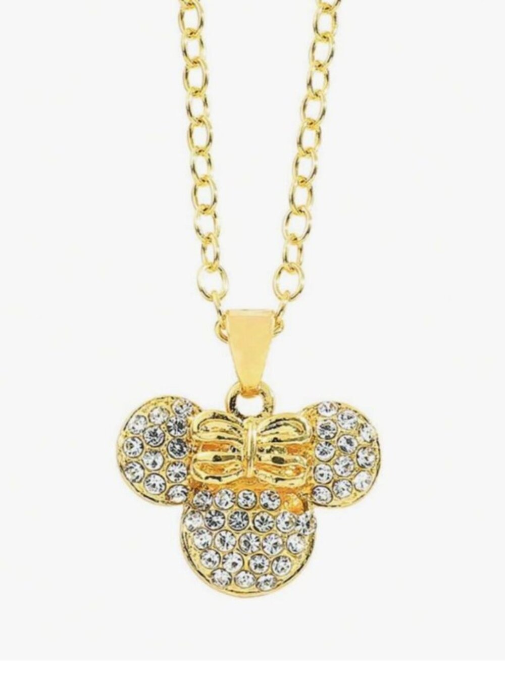DISNEY Mickey Mouse Gold & Rhinestone Necklace (NEW & SO CUTE!)